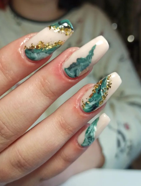 Almond Marble Nails