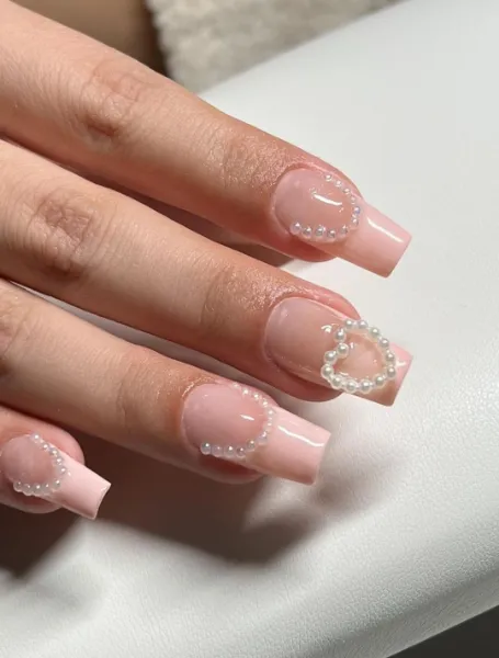 Long Square French Tip Nails 
