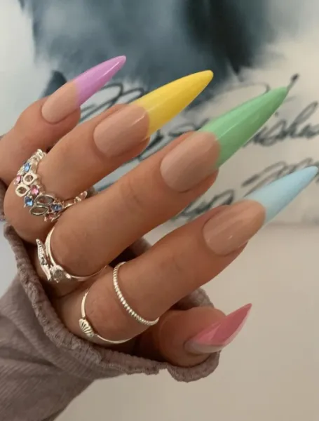 Stiletto Different Color French Tip Nails