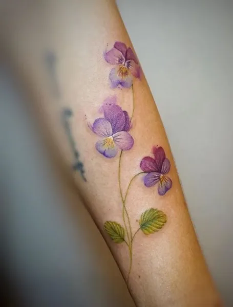 February Birth Flower Violet Tattoo