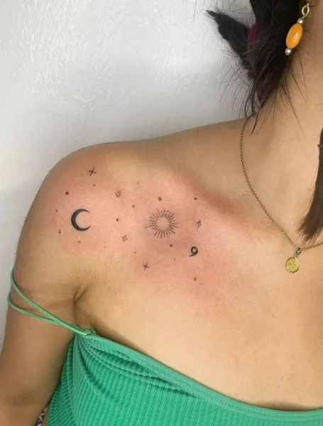 Sky Illustration Shoulder Tattoo