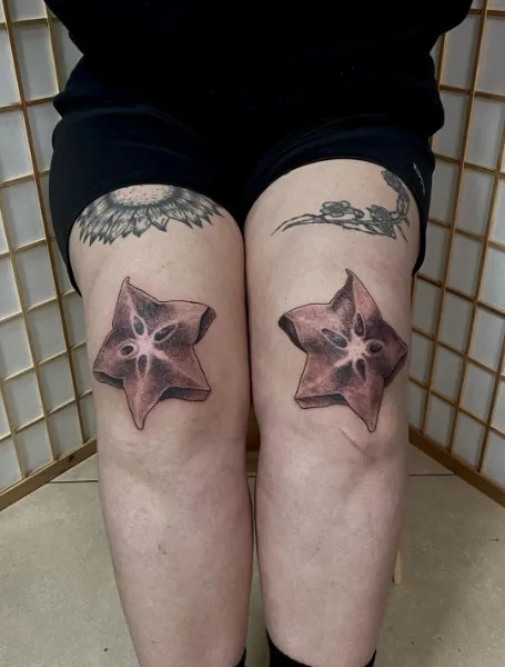 Starfruit Above the Knee Tattoo
