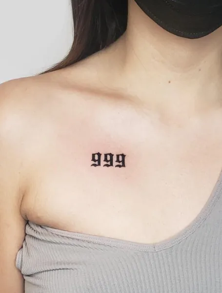Front Shoulder 999 Tattoo Women 