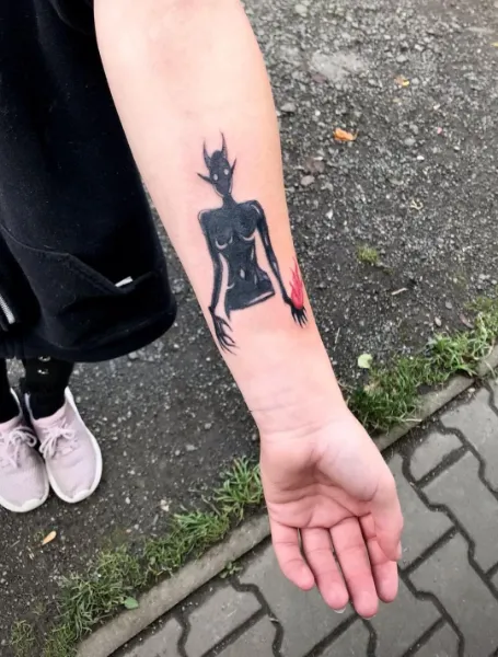 Black Succubus Wrist Tattoo