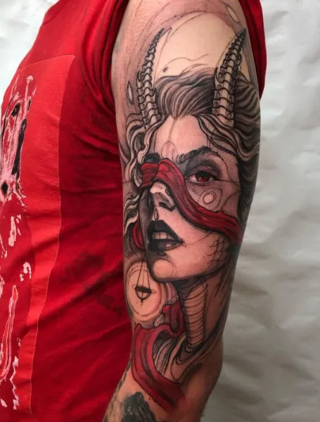 Devil in Red Succubus Tattoo