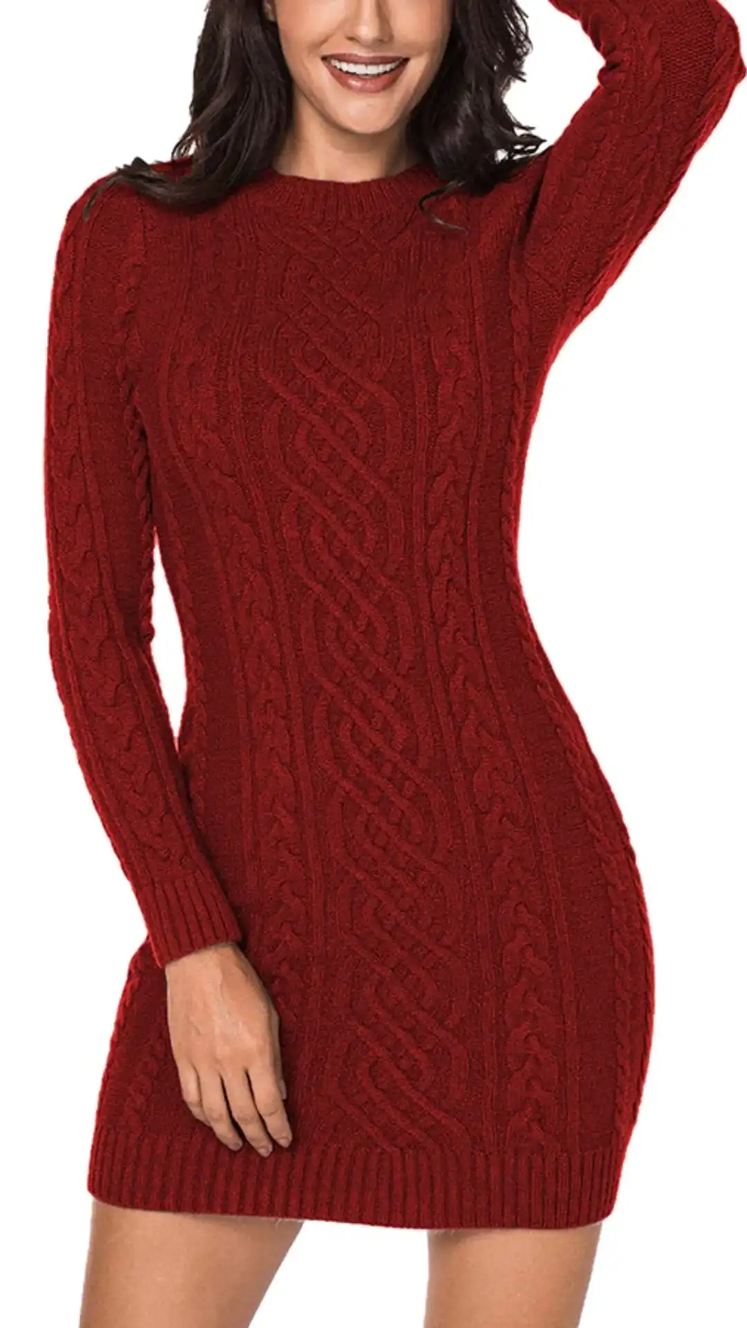 Pink Queen Cable Knit Sweater Dress