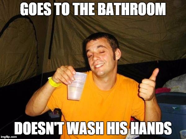 doesnt wash his hand funny thumbs up meme