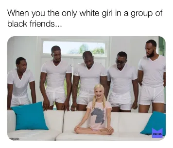 black guys around girl on couch meme