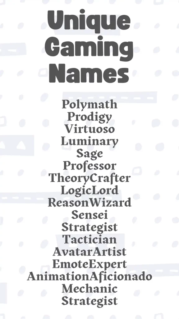 Unique Gaming Names