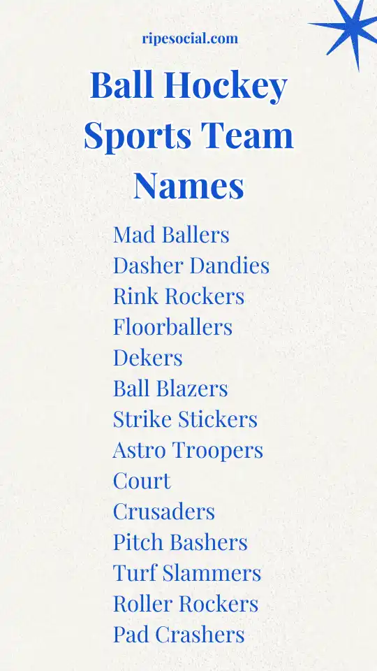 Ball Hockey Sports Team Names