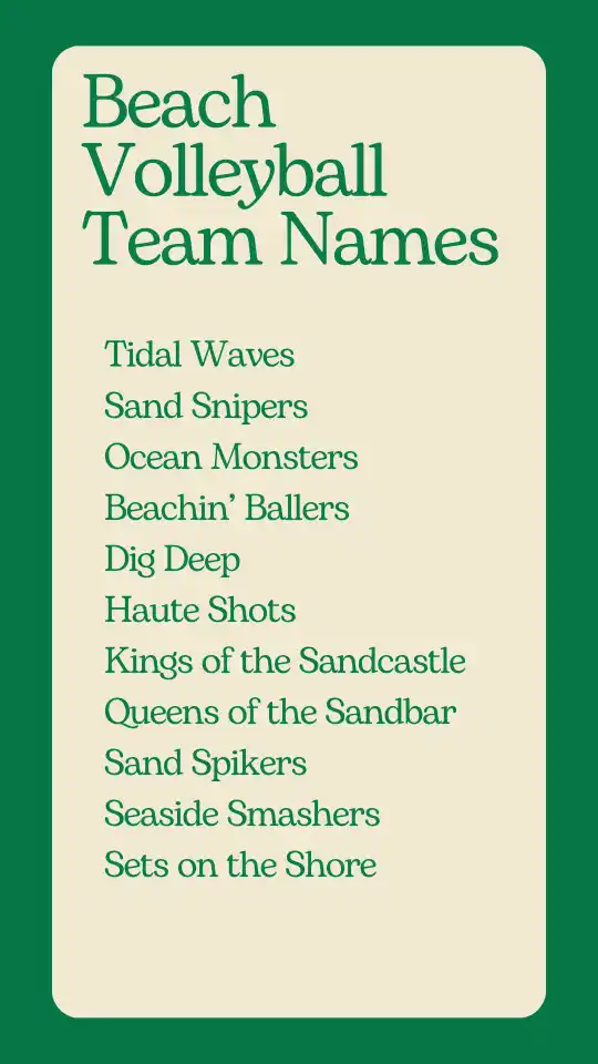 Beach Volleyball Team Names