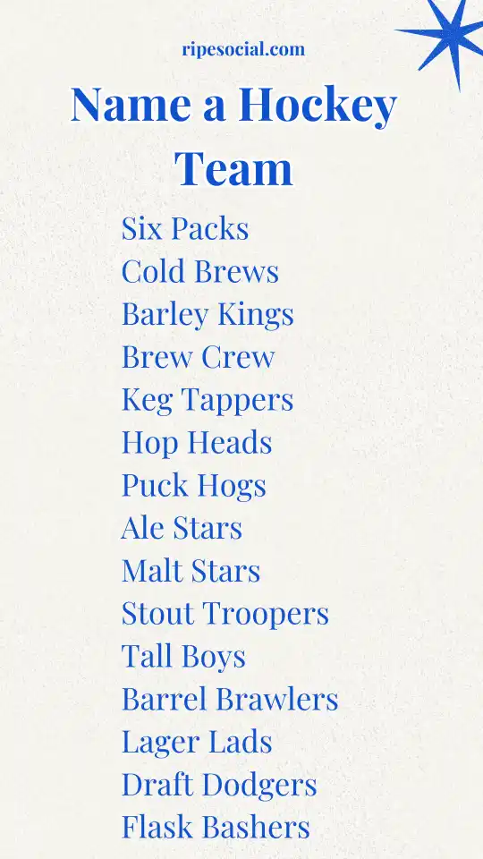 Beer League Hockey Team Names