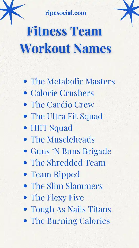 Fitness Team Workout Names