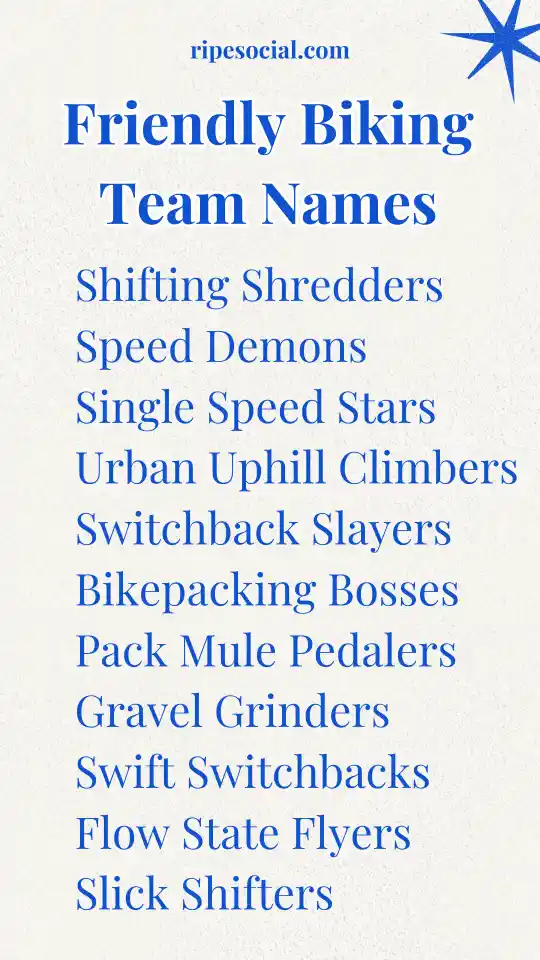 Friendly Biking Team Names