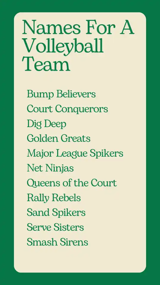 Names For A Volleyball Team