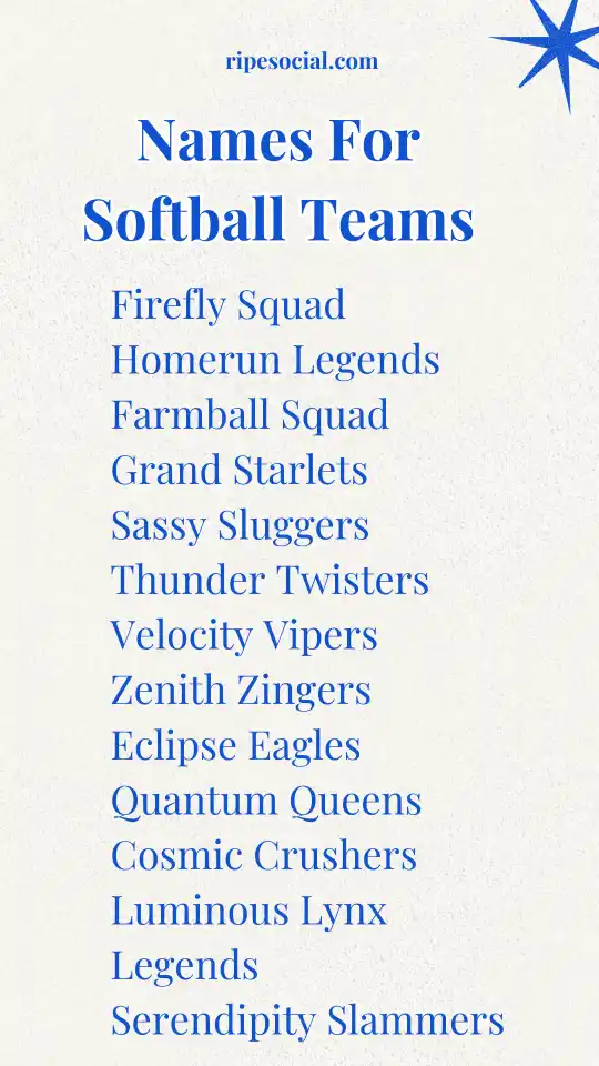 Names For Softball Teams