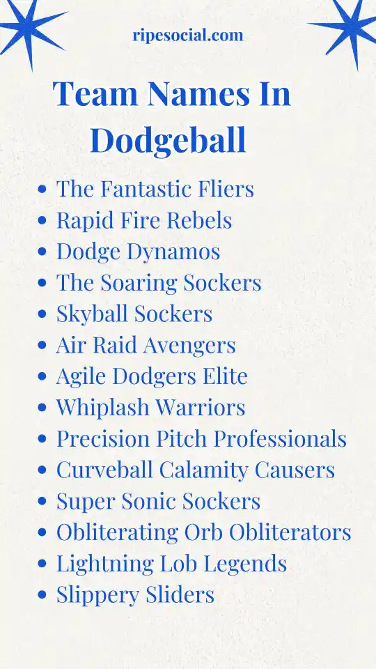 Team Names In Dodgeball
