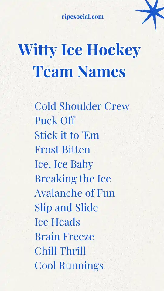 Witty Ice Hockey Team Names