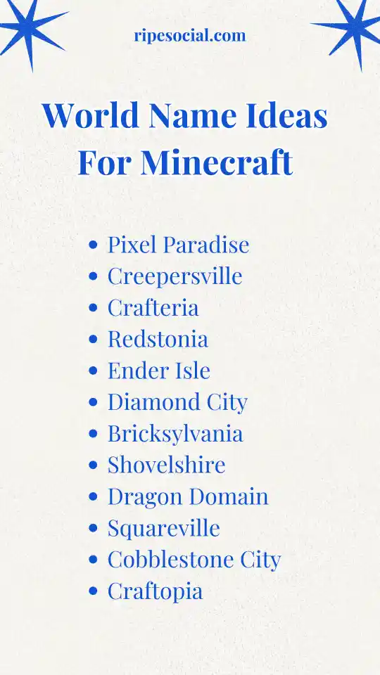 World Name Ideas For Minecraft